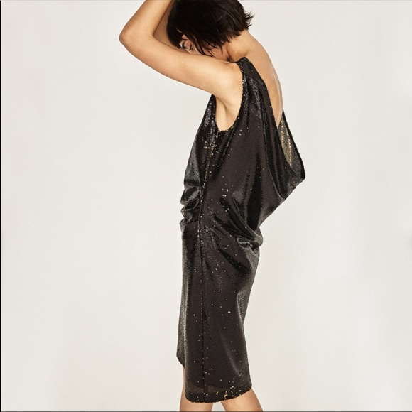 zara sequin backless dress